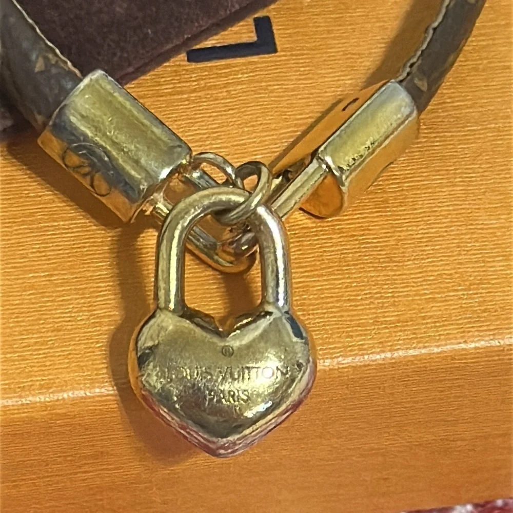 Louis Vuitton Brown Bracelet with Gold Heart Lock